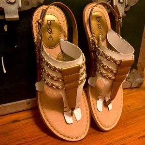 NWT Born BOC Adrie braided Slingback Thong Sandal. Bronze. Size 9.